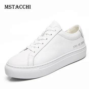 

MStacchi Leisure Solid Color Lightweight Cow Leather Men's Casual Shoes Sewing Round Toe Cross-tied Non-Slip Flat Walking Shoes