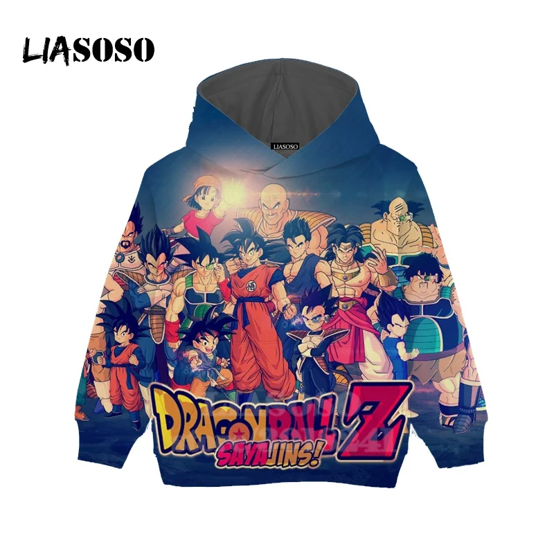 LIASOSO/Детская толстовка с Гоку для подростков и сына, футболка с 3D принтом Dragon Ball Z, детский топ, пуловер с круглым вырезом для мальчиков и девочек, толстовки для малышей, B157-23