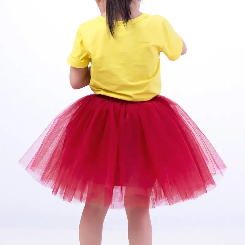 7 слоев миди Тюлевая юбка для детей модная одежда для девочек, юбки-пачки для Для женщин однотонное кружевное бальное платье юбка-пачка для вечеринки Лолита faldas saia - Цвет: KID