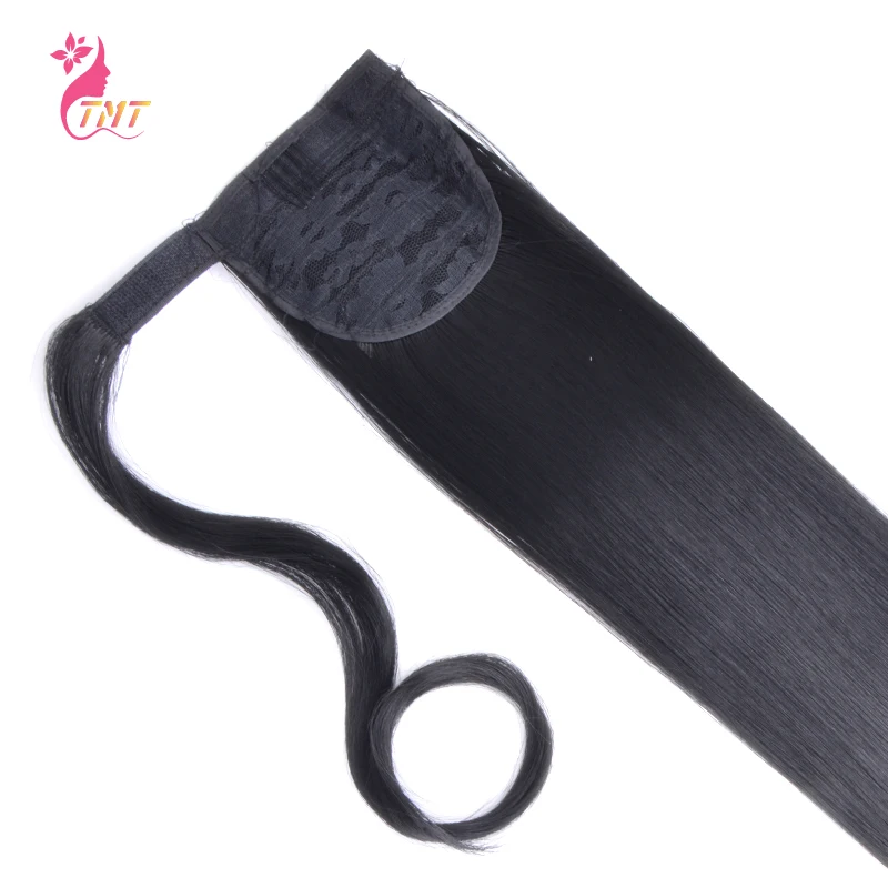 Fake Hair Extensions Long Straight Synthetic Ponytail Hair Extension Wrap Around Ponytail Extensions Natural Hairpiece Headwear Synthetic Hair