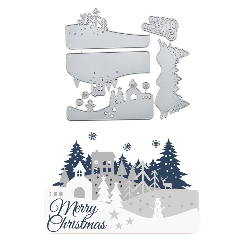 YaMinSanNiO Merry Christmas Dies House Tree металлические режущие штампы новые для изготовления открыток Скрапбукинг трафарет для тиснения ремесло Diecut