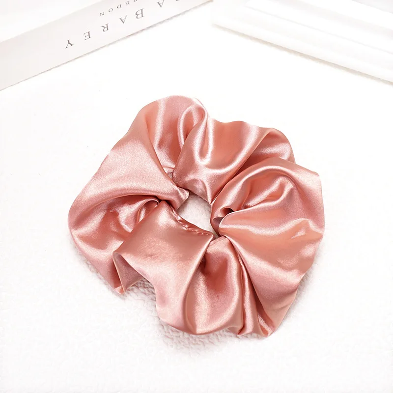 D485 han pink Модные однотонные шелковые Сатиновые резинки для волос, женские эластичные резинки для волос, аксессуары для волос для девочек, резинки для волос gumki do wlosow - Цвет: D485 han pink