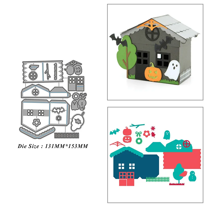 

Halloween Haunted House Combo Metal Cutting Dies for DIY Scrapbook Album Paper Card Decoration Crafts Embossing 2021 New Dies
