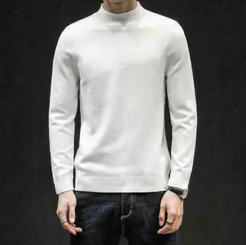 

Mens Fall Winter Cotton Blend Knitwear Knitted Turtleneck Sweater Solid Pullover