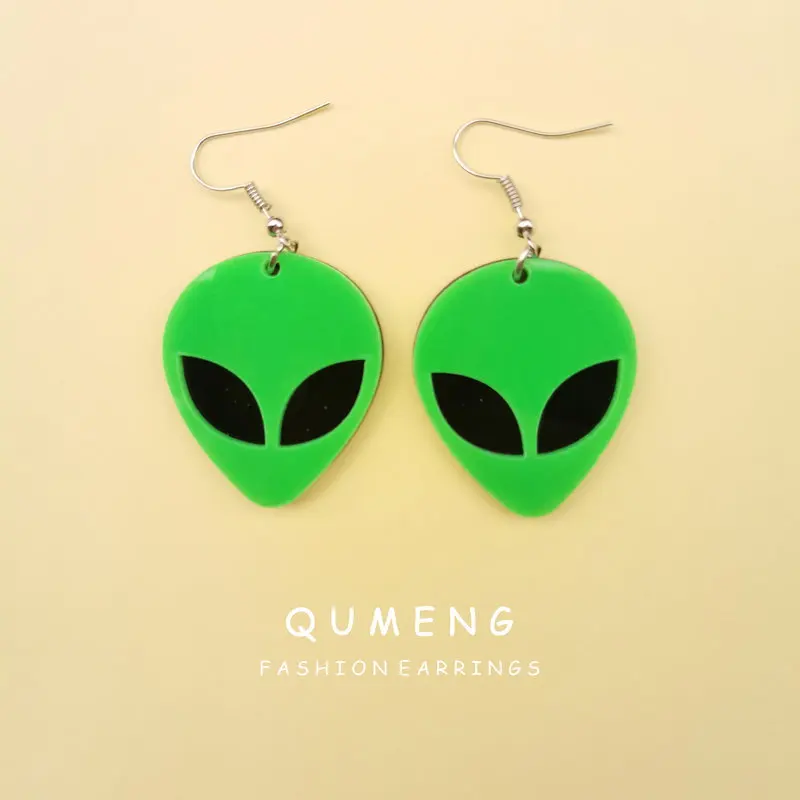 Женские акриловые серьги QUMENG большие в стиле хип хоп милые зеленые аксессуары