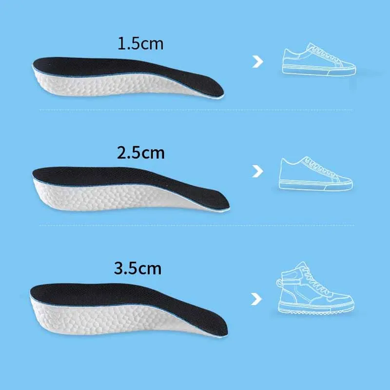 Arch Support Increase Height Insoles Light Weight Soft Elastic Lift for Men Women Shoes Pads 1.5CM 2.5CM 3.5CM Heighten Lift shoe insoles orthopedic insoles