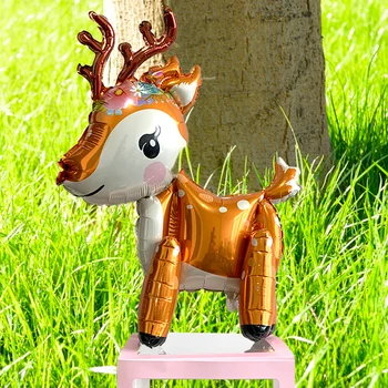 

1 pc cute 4D deer balloons walking deer animal balloons for Christmas party decor kids birthday decorations deer toys foil globe