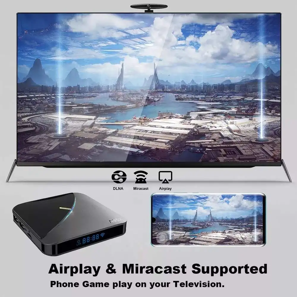 Новейший A95X F3 RGB светильник Android9.0 Смарт ТВ приставка Amlogic S905X3 4 Гб 64 Гб ТВ приставка Netflix Youtube Plex 8K медиасервер телеприставка