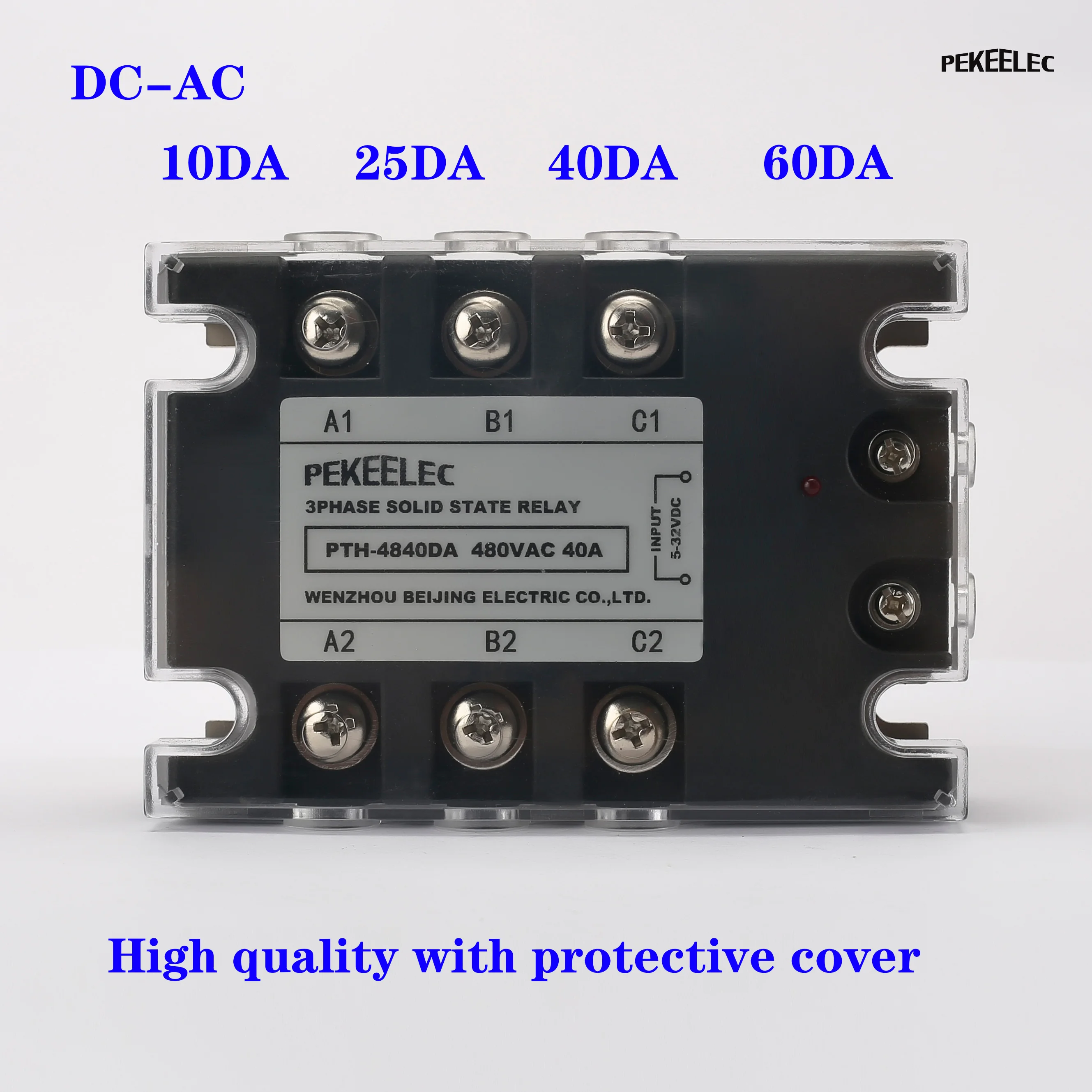 

3 Phase 10A 25A 40A DA Three Phase SSR 3-32V DC Control 24-480V AC Solid State Relay SSR AC Three DC-AC