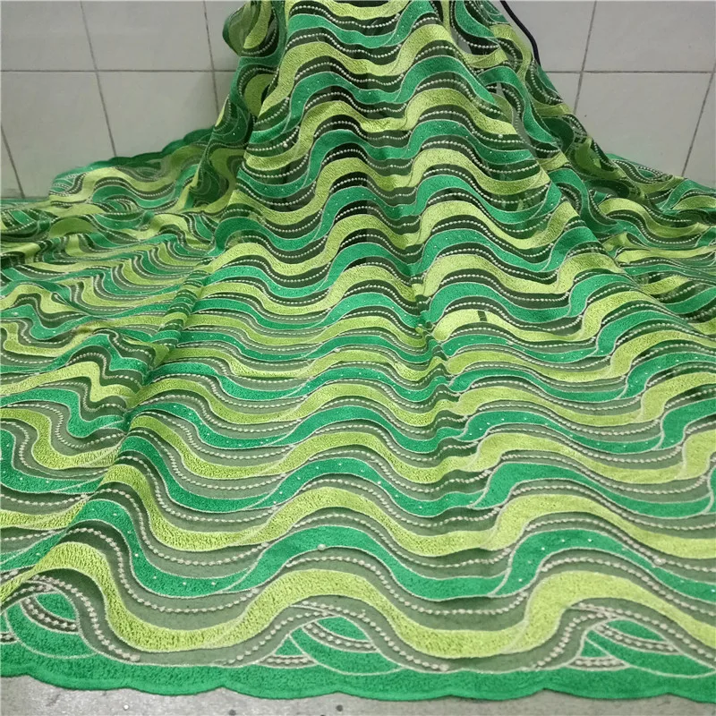 

African Laces Embroidered lace Nigerian Laces Fabric High Quality Dubai French Mesh Lace Fabric 5 Yards green for dress kc19-65