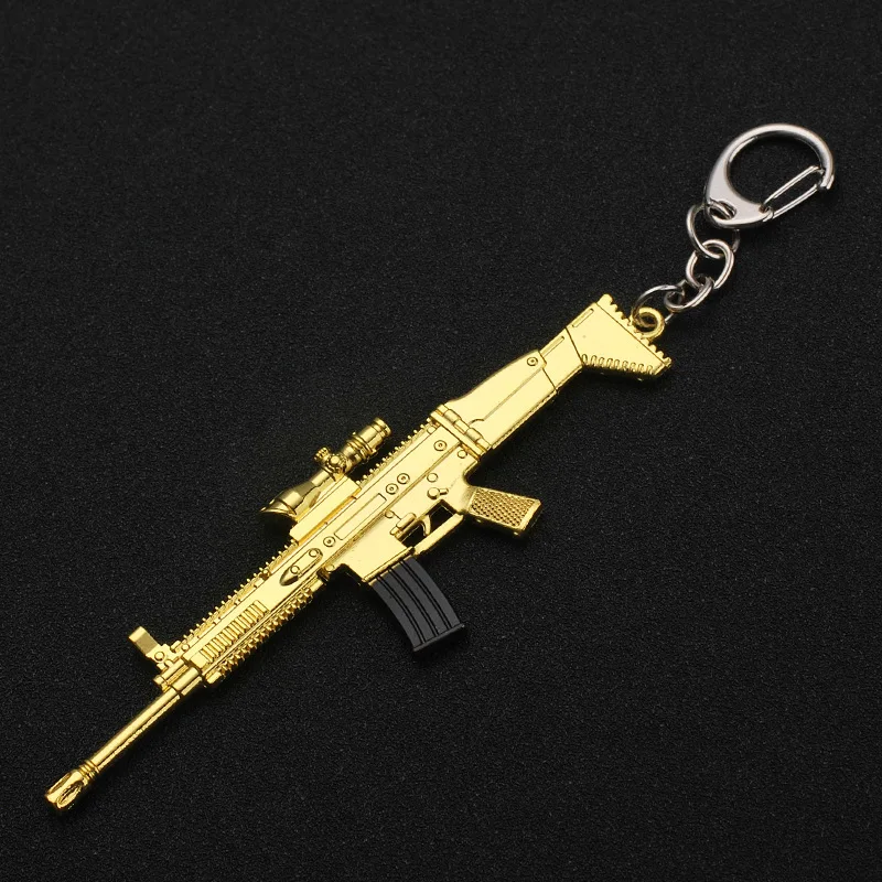 Новое пубг брелок оружие, винтовка АКМ фигурный брелок AK 47 игрушки брелоки в виде оружия брелок для ключей sleutelhanger брелок - Цвет: Серебристый