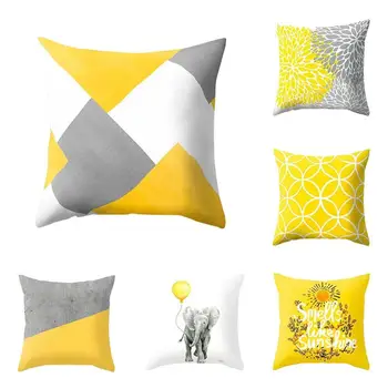 

1pcs Pineapple Leaf Yellow Pillow Case Cover Sofa Car Waist Throw Cushion Cover Decor 45*45cm