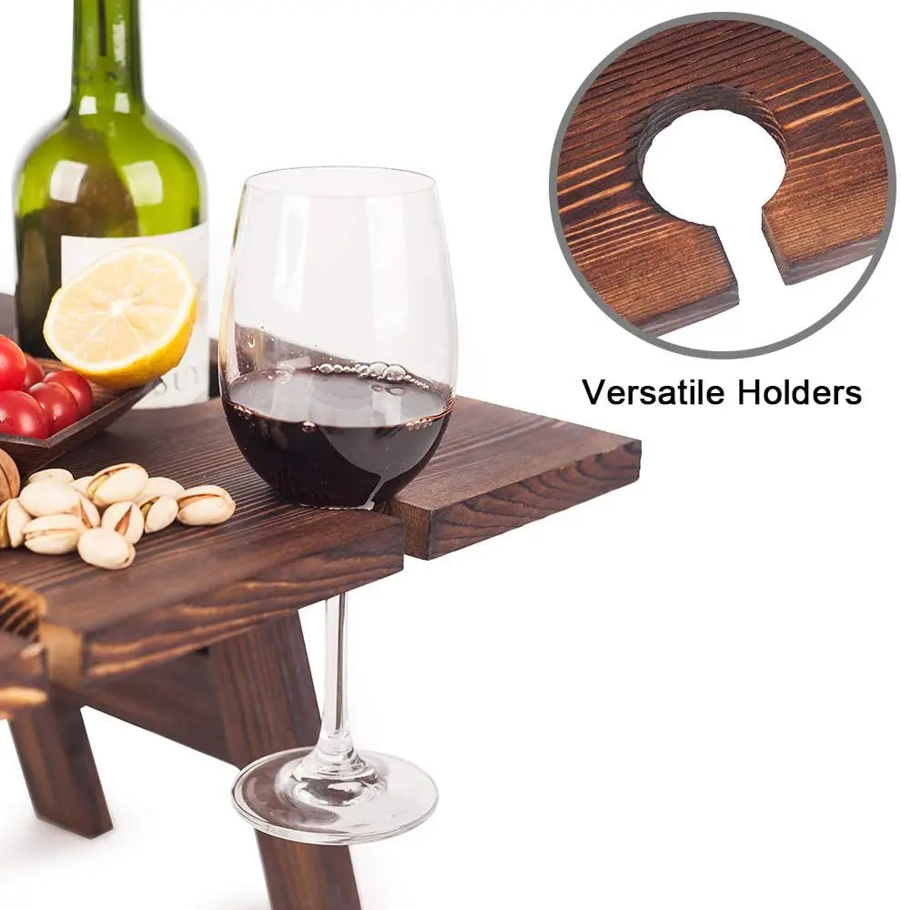 Portable Wooden Wine Picnic Table 3