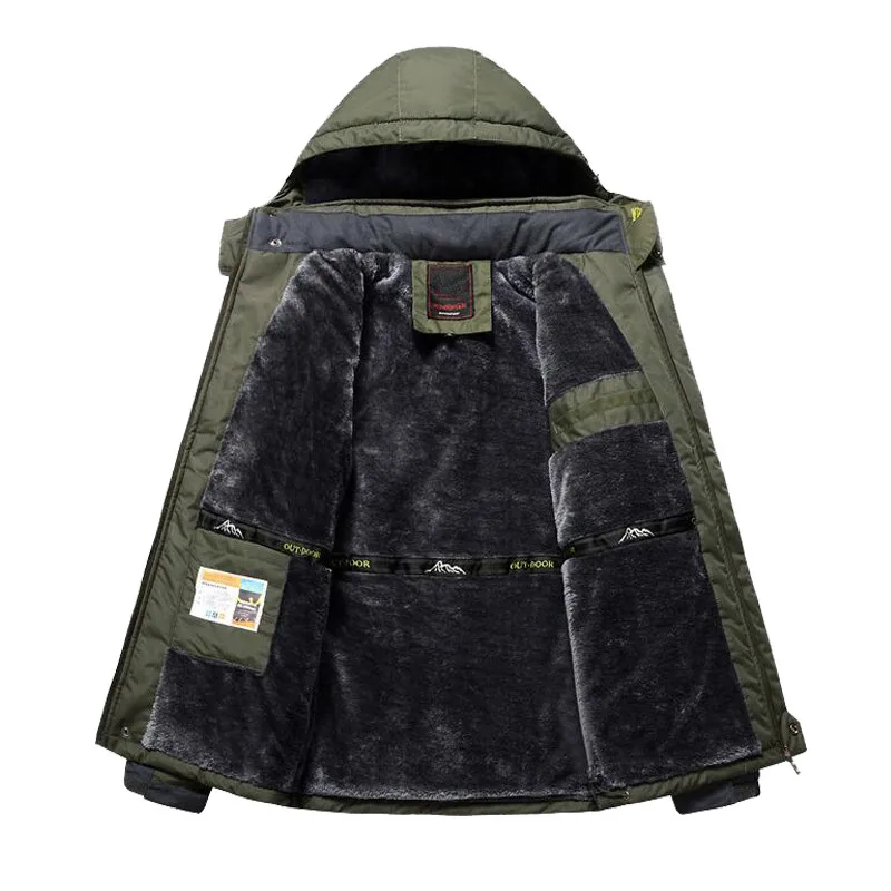 Plus Size 8XL 9XL Winter Fleece Military Down Jacket Coat Men Windproof Waterproof Outwear Down Parkas Windbreaker Army Raincoat