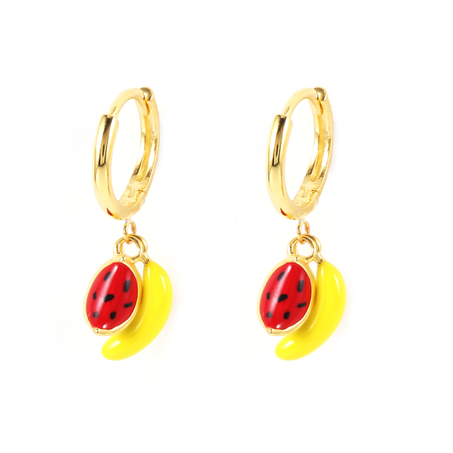 925 Sterling Silver Colored Enamel Fruit Pendant Dangle Earrings Summer Collection Strawberry Avocado Cherry Charm Earrings