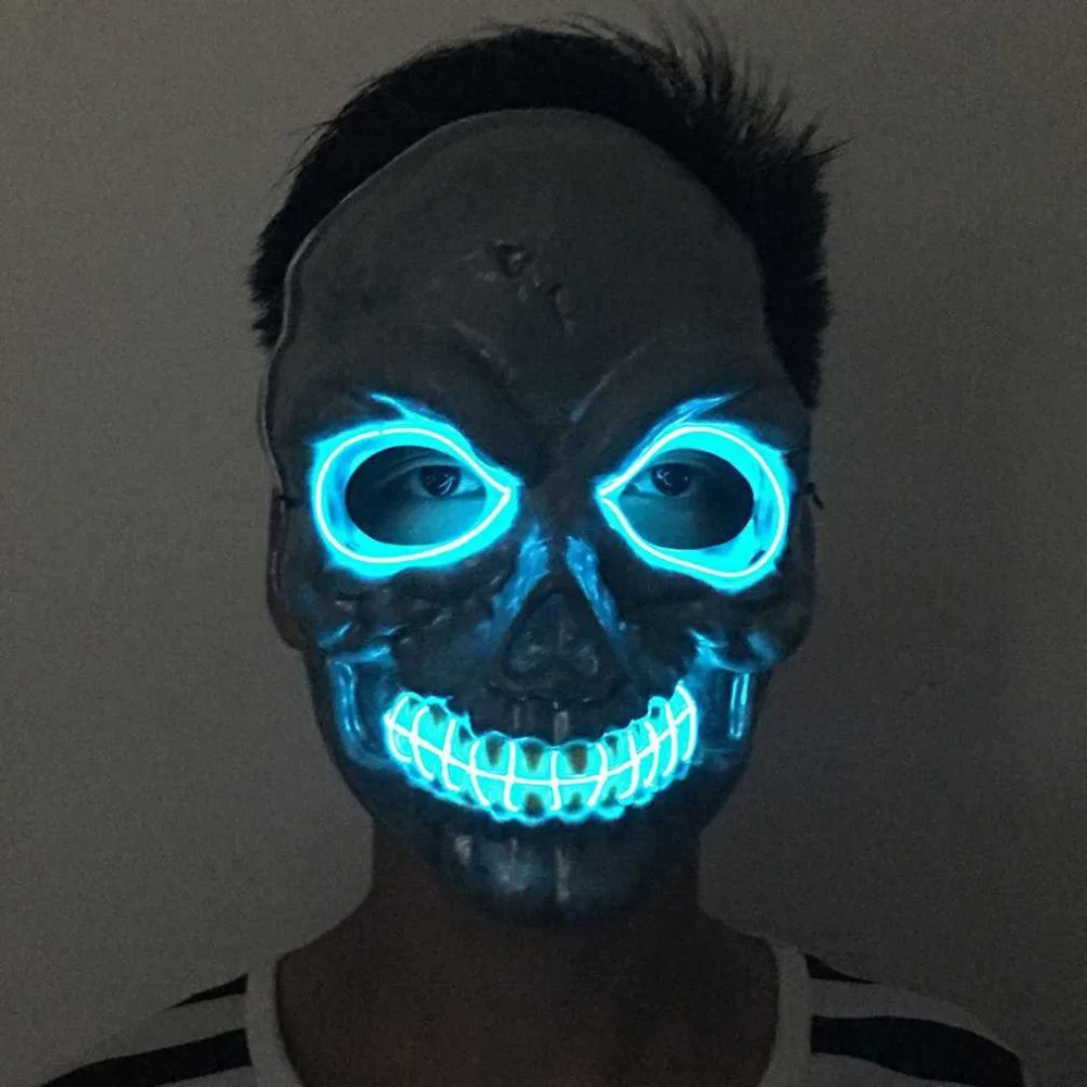 Косплей череп маска с EL Cool Light страшная устрашающая маска скелета свойства сцены для вечерние танцы Хэллоуин
