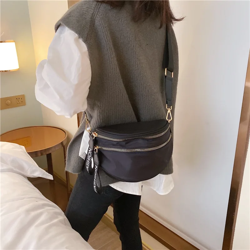 

Fashion Women's Waist Bag High Capacity Waterproof Nylon Fanny Pack Bananka Bag on A Belt Satchel Women Belly Band Belt Bag