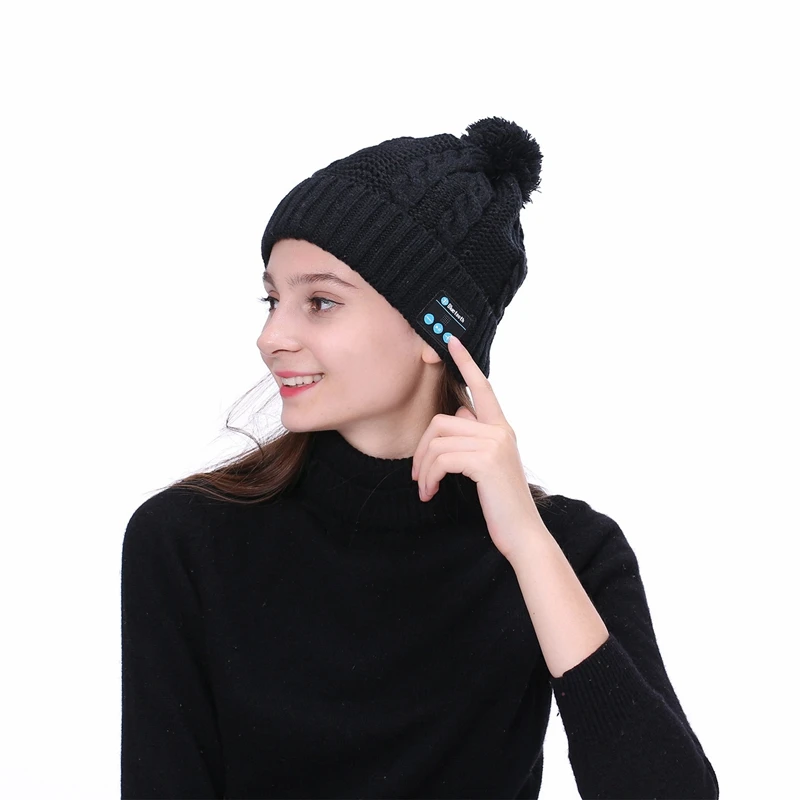 Newly Warm Beanie Hat Wireless Bluetooth Smart Cap Headset Headphone Speaker with Mic