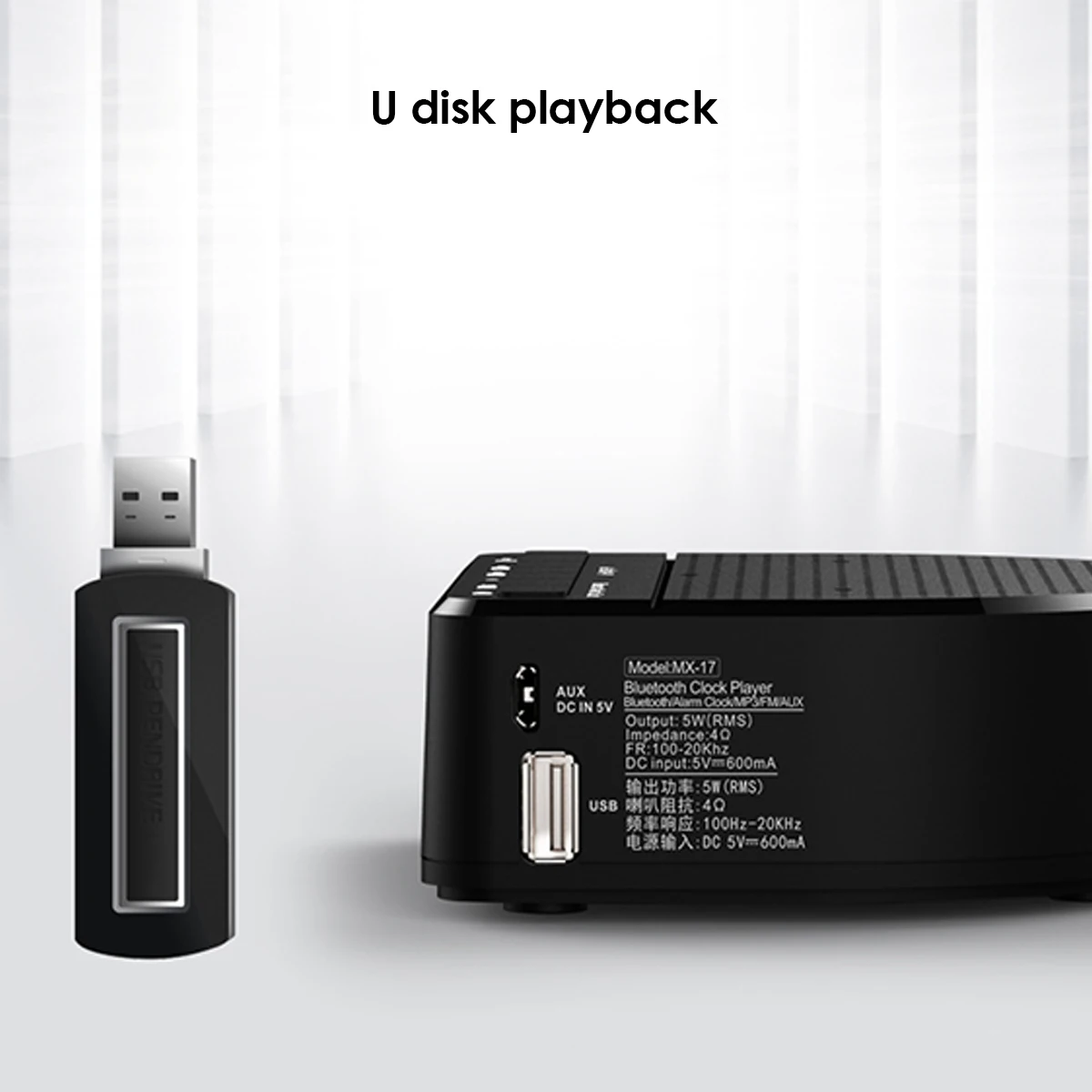 Беспроводной Bluetooth динамик fm-радио Будильник USB светодиодный цифровые настольные часы портативный стерео-динамик с TF картой/u-диском/AUX Jack