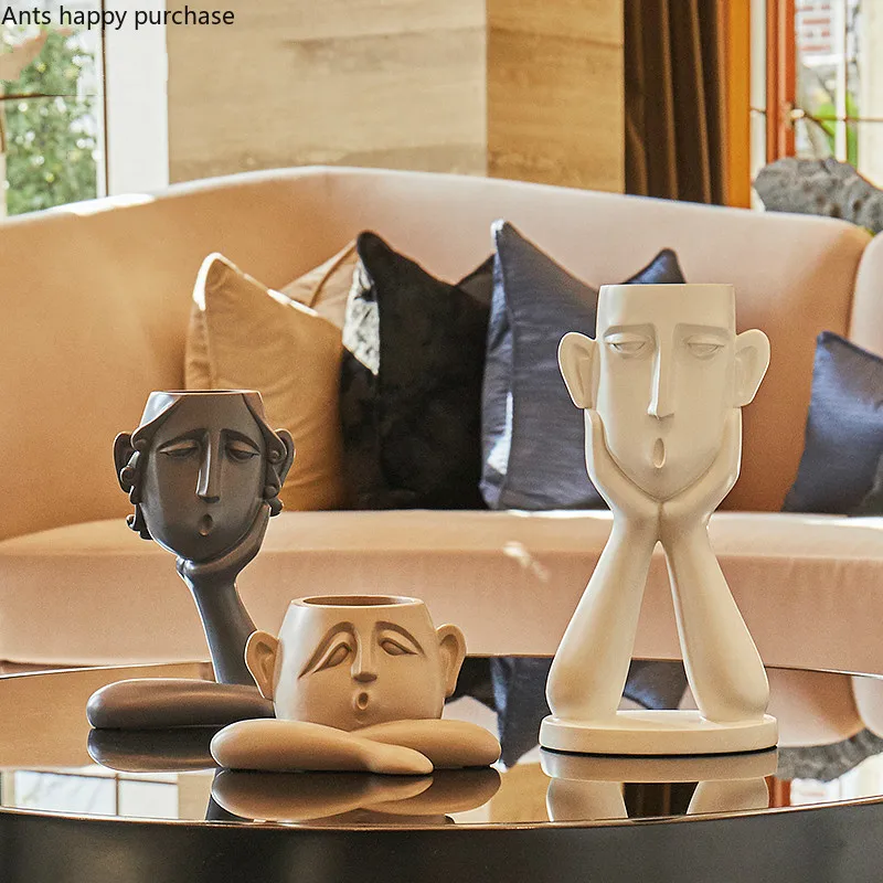 

modern abstract Human head vase ceramics character Decorative ornaments Creative Home Desktop decoration accessories