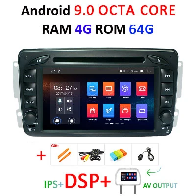 DSP ips 4G 64G Android 9,0 Автомобильный gps для Mercedes Benz W209 W203 M ML W163 Viano W639 Vito Vaneo dvd-плеер мультимедийный плеер - Цвет: 9.0 4G 64 DSP AVOUT