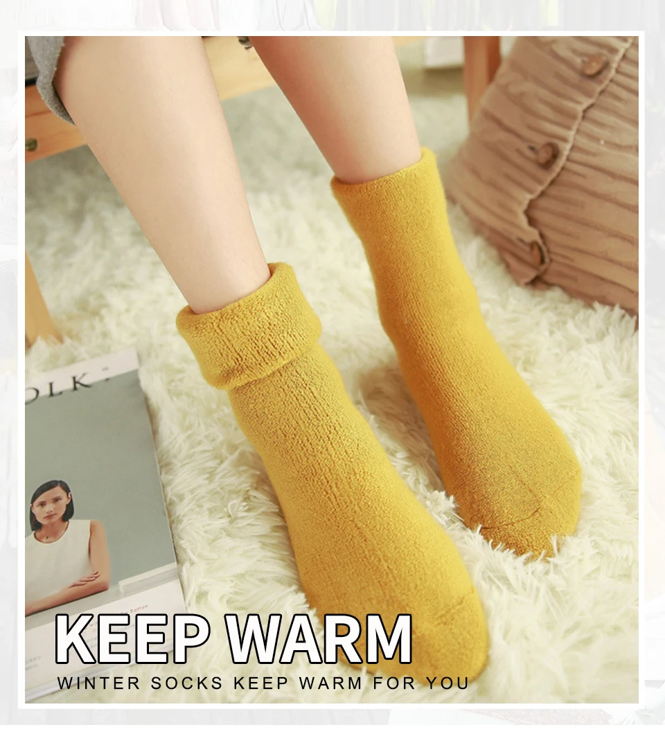 Fashion Hot Double-Layer Casual Home Sock Autumn And Winter Warm Solid Color Terry Thick Towel Floor Men And Women Socks Gift (1)