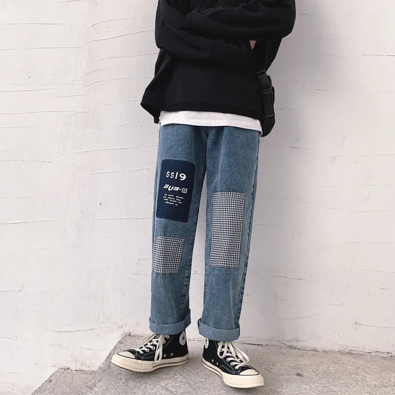 

Large Size 19 Autumn & Winter Korean-style Trend Jeans Men's CEC Loose-Fit Mixed Colors Long Pants Dad Pants N