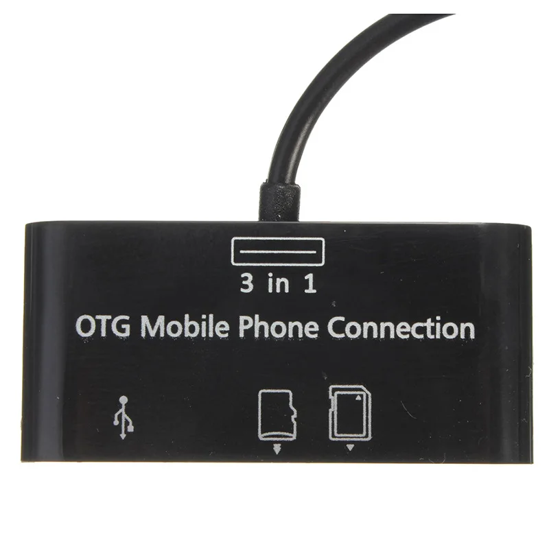 3в1 микро USB адаптер SD кард-ридер для OTG мобильного телефона черный