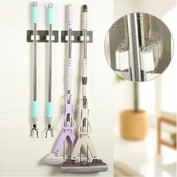 

Bathroom Wall Mount Mop and Broom Hanger Storage Rack Holder Hanger Cleaning Tool Organizer Accessory Hanging Pipe Hooks Product