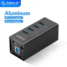 ORICO aluminium 4 ports USB3.0 séparateur USB HUB Support BC1.2 charge avec 12V2A adaptateur secteur pour MacBook ordinateur portable accessoires