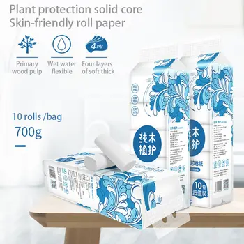 

Plant protection coreless roll paper home 10 rolls 4 layers thick toilet paper soft comfortable roll paper