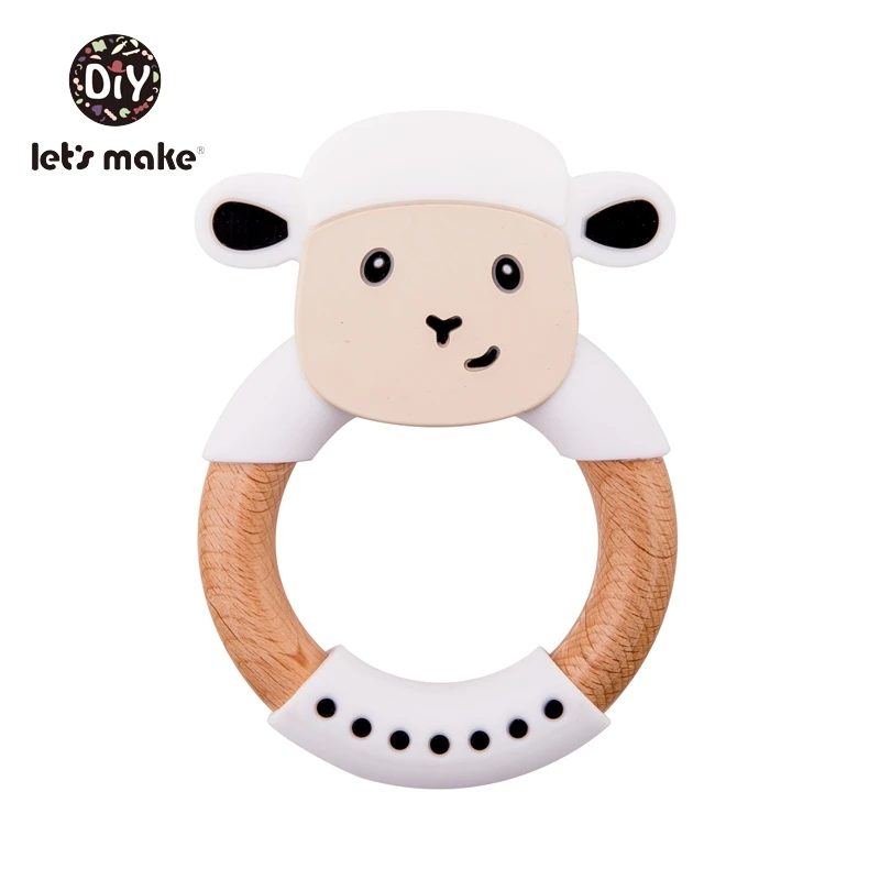 Sheep Let's Make Fox Прорезыватель для зубов, Детские Прорезыватели в форме мультяшных персонажей, из бука, без бисфенола, 1 шт., детские погремушки, Силиконовые Прорезыватели Для Кормления - Цвет: Sheep