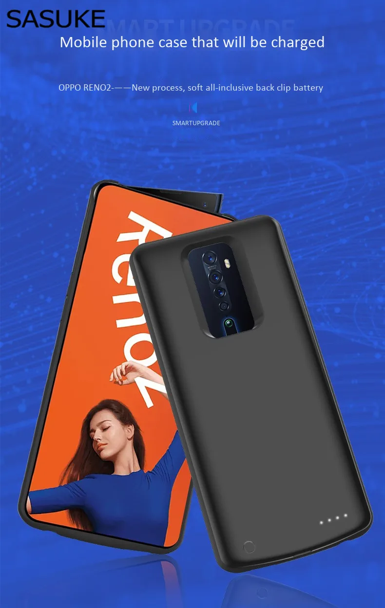 6500 мАч чехол для зарядки аккумулятора s для Oppo Reno 2 мягкий силиконовый чехол для внешнего аккумулятора для Oppo Reno 2 Твердый чехол для задней панели fundas