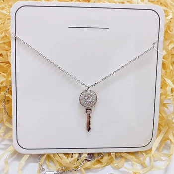 

Fashion Luxury 925 Sterling Silver Necklace Wedding Bridal Remembrance Day AAA Bulgarian Key Chain Gift