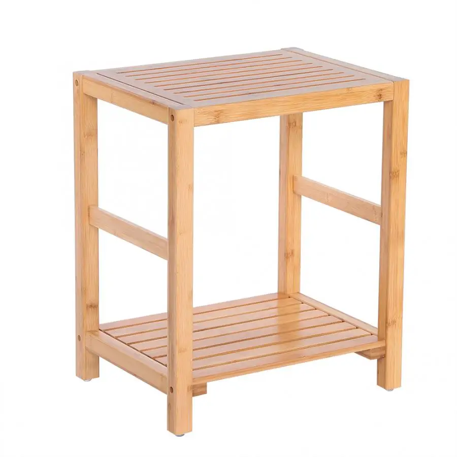 Натуральный Бамбуковый Противоскользящий стул для душа Спа Ванна для ванной Органайзер Табурет W/полка для хранения стул для ванной