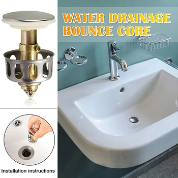

Universal Wash Basin Bounce Drain Filter Kitchen Bathroom Strainer Sink Drain Stopper