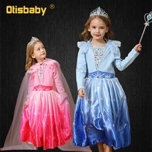 Эльзы 2 розовый синий Платье Эльзы для девочек Детские вечерние карнавальный костюм «Анна» Рождественская одежда; Fantasia Infantil