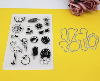 

Birthday Stamp and dies set Flamingo cutting dies for DIY Scrapbooking Album Paper Card Making Embossing Stencils Mold Craft