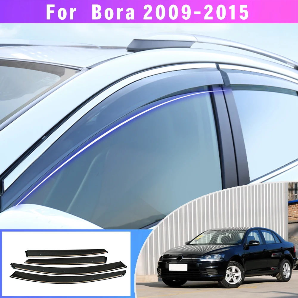 

Window Sun Rain Visor Deflector Guard Weather Shield For Volkswagen Bora Sedan 2009-2015 Awnings Car Styling Sun Rain Visor