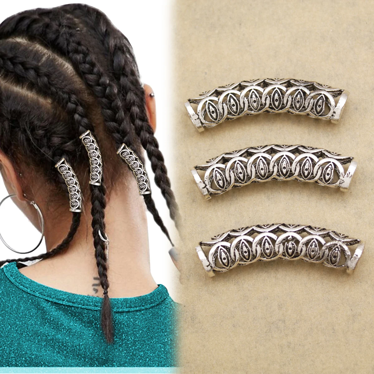 3x Norse Viking Pirate 18mm Hole Beard Bead Dreadlocks Ring Braid Bride Hair Dress Clip Pin Dwarven Jewelry Headband Accessories - Image 5