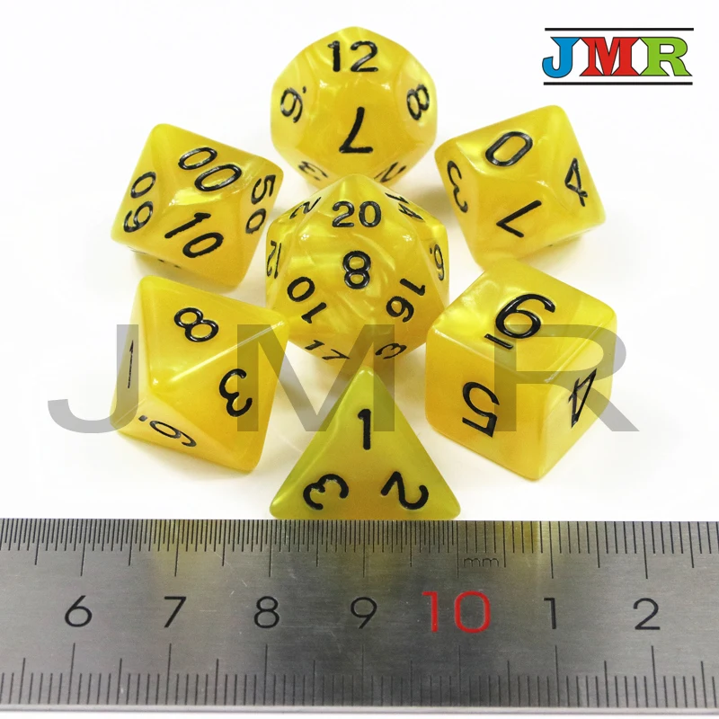 Новый набор 7PCS die с перламутровыми кубиками D4 d6 d8 d10 d % d12 d20 игровые кубики