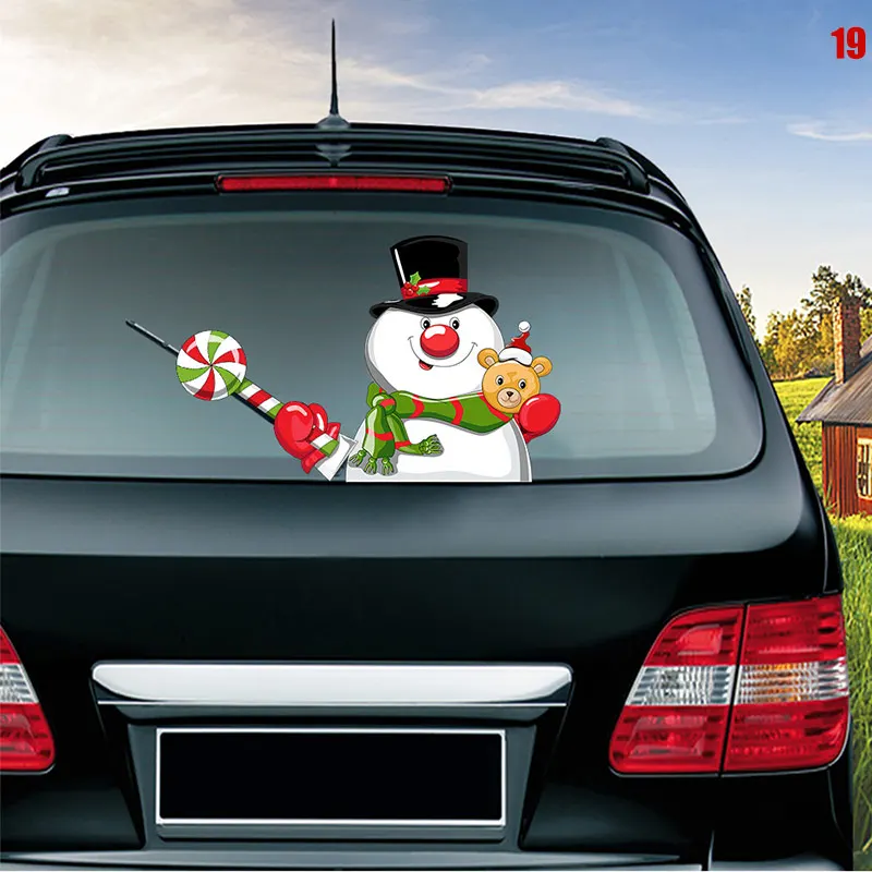 

Newest Car Rear Wiper Decal Sticker Windshield Christmas Santa Claus Waving Decor Ornament
