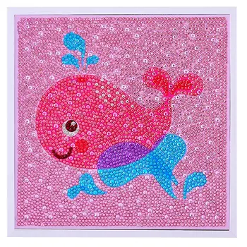 

DIY Diamond Painting with Frame Cute Whale Diamond Cross Stitch DIY Handmade Puzzle Kindergarten Pupils Gift