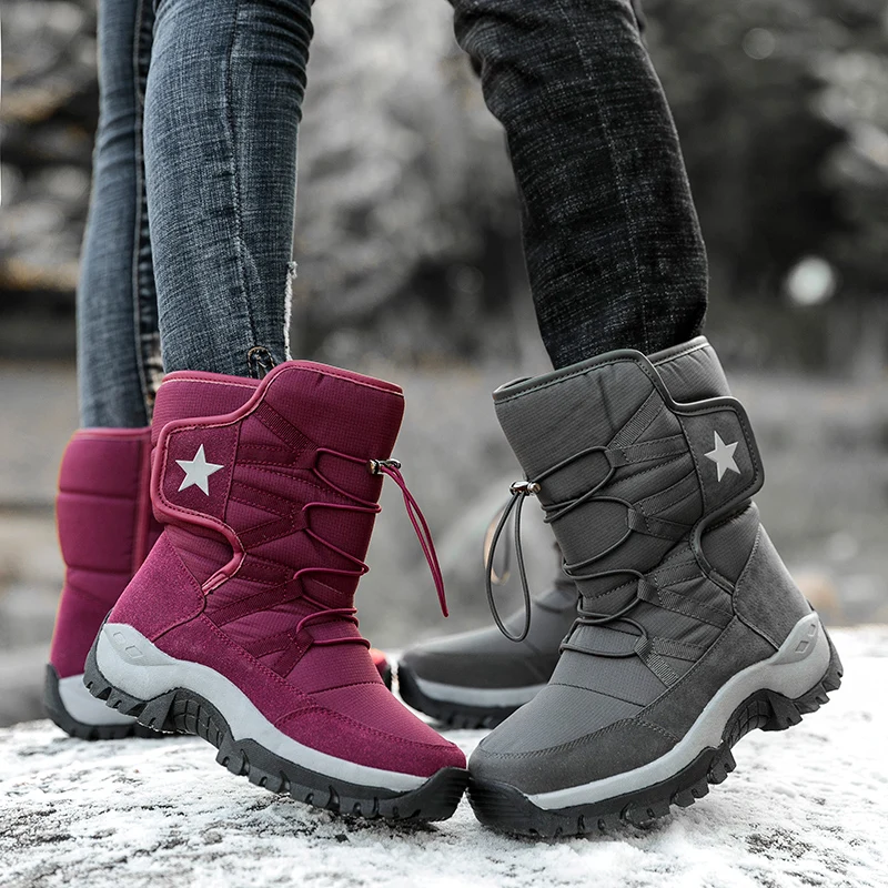 

Couple Winter Outdoor Mountain Climbing Boots Men Women Waterproof Hiking Shoes Ankle Boot Anti-skid Camping Hunting Snow Shoe