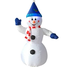 Многоразовые 1,2 м Рождественский светодиодный надувная модель снеговик кукла с голубой шляпой и перчатками рождественские украшения перевязочные материалы+ веер