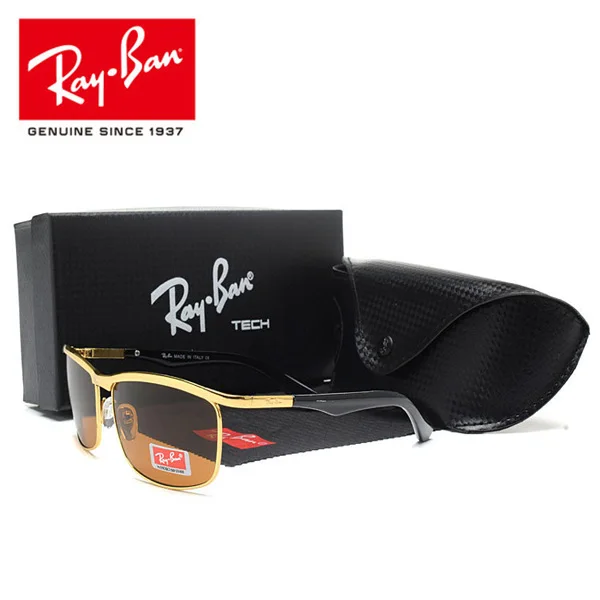 

RayBan RB3059 Men Polarized Sun Glasses Aluminum Magnesium Hiking Driving Glasses Rectangle Shades For Men Oculos masculin