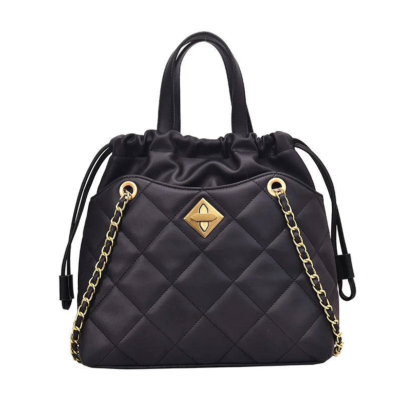 

Retro women bucket bag For Luxury brand designer handbag lady shoulder bag girl drawstring small bags for women 2019