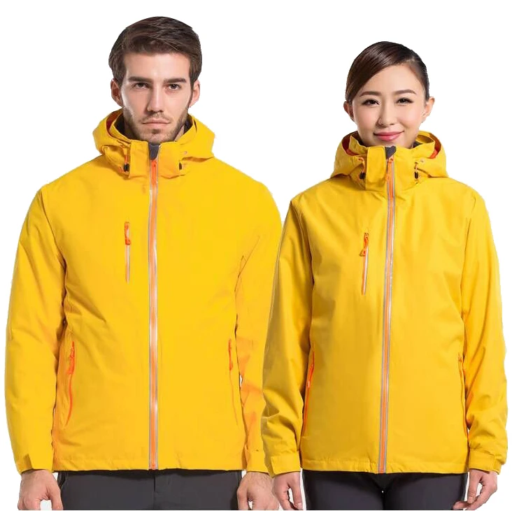 NUONEKO мужская зимняя водонепроницаемая 2 шт. ветровка флиса теплая куртка для улицы Мужская походная Лыжная куртка JM02 - Цвет: Yellow