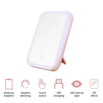 

2pcs/set Touch Control LED Natural Fill Light Adjustable Angle USB Rechargeable Desktop LED Makeup Mirror Portable Mirror Light