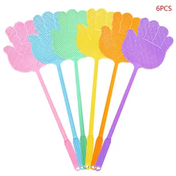 

6Pcs Cute Palm Fly Swatter Mosquito Wasp Bug Zapper Pest Control Long Handle Insect Killer Household Tools
